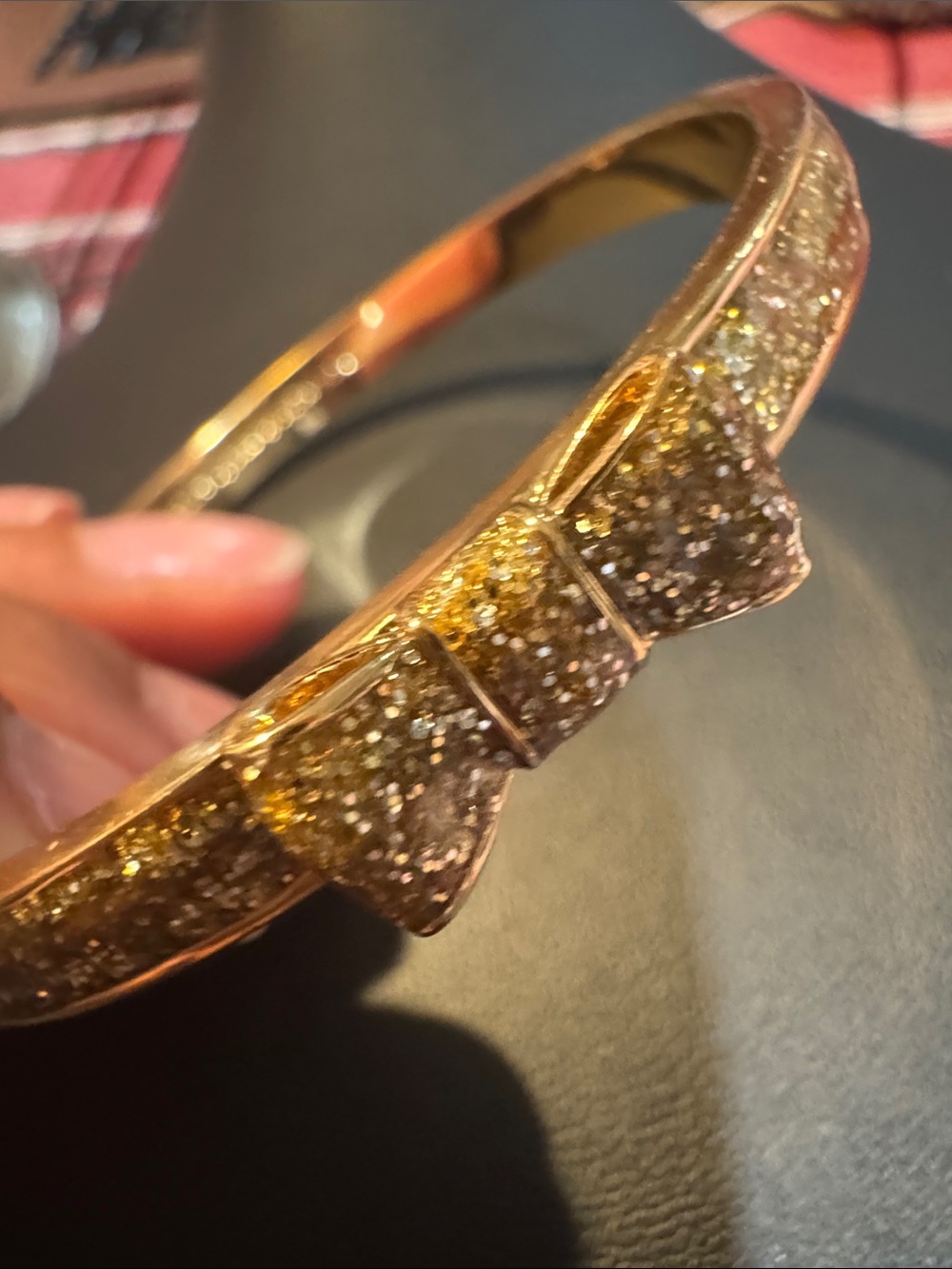 Kate Spade New York Gold Glitter Take a Bow Bangle Bracelet